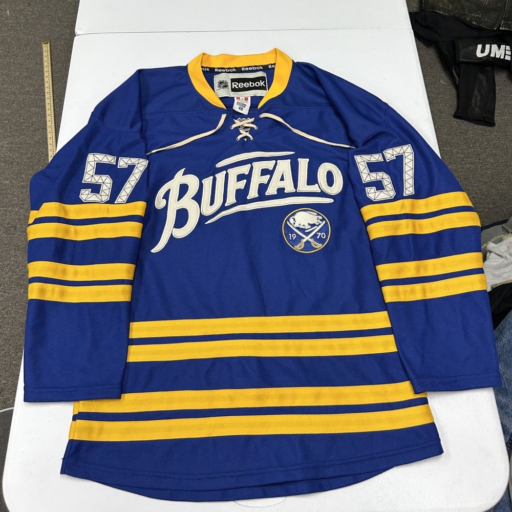 Reebok Buffalo Sabres Hockey Jersey Mens 48 Blue 40th Anniversary Tyler Myers 57
